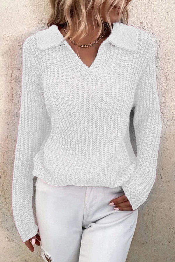 Lapel Slim Fit Knit Sweater