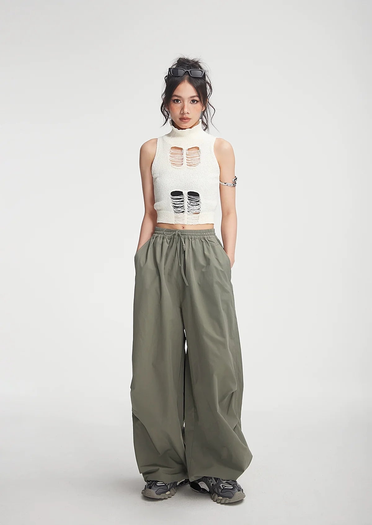 Balloon Drawstring Palazzo Pants