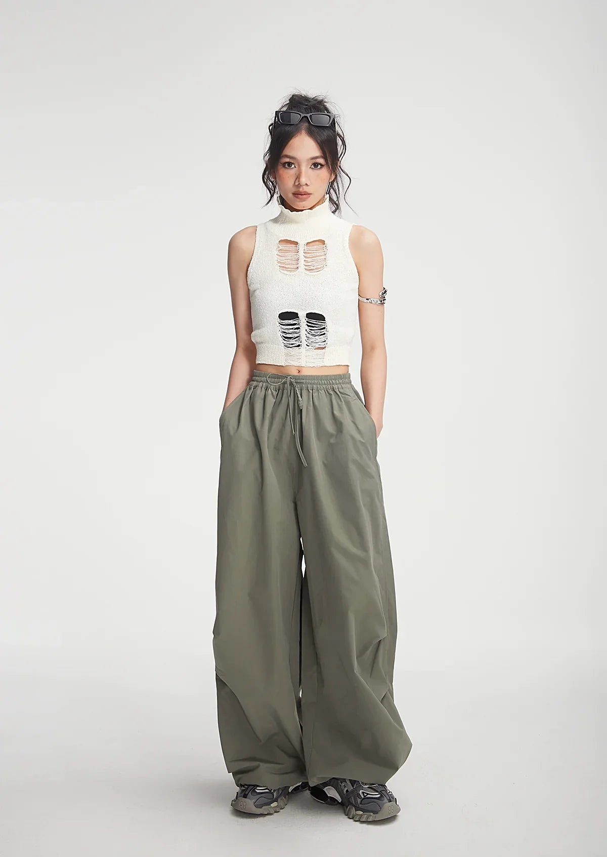 Balloon Drawstring Palazzo Pants