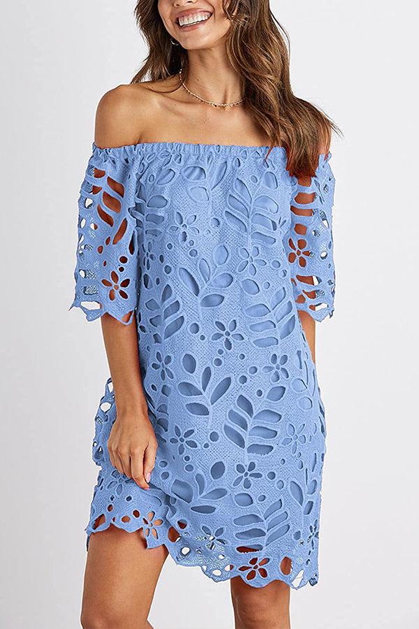 Strapless One-shoulder Hollow Dress Ins Party Dress Skirt
