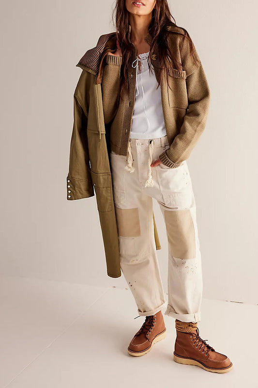 Knitted Jacket Stand Collar Color Cardigan Sweater