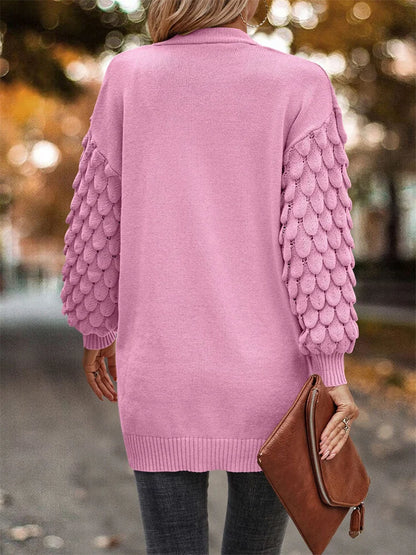 Patchwork Knit Pocket Cardigan Coat for Loose High Street Oversized Sweater Knitwear Outwear