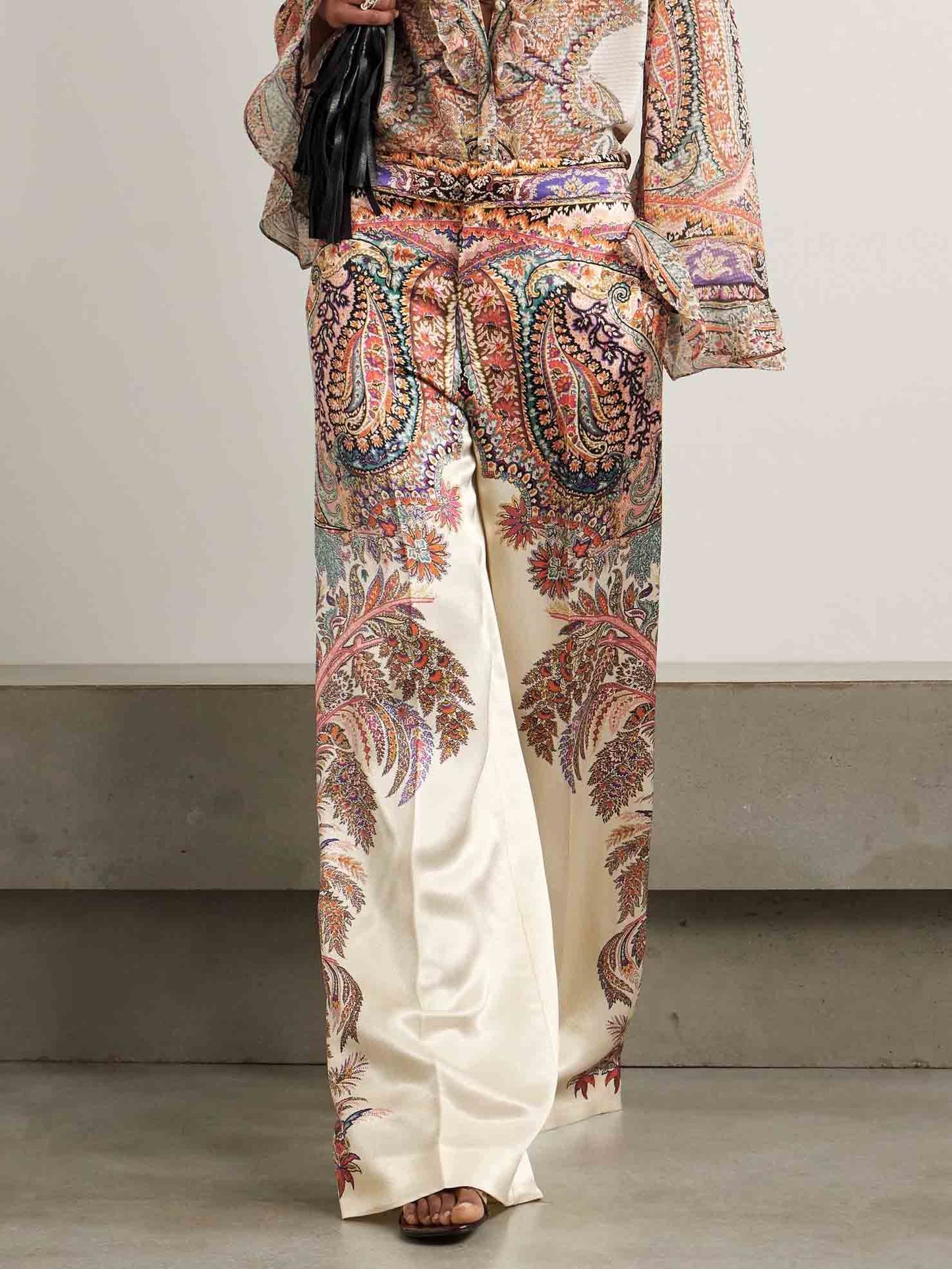 Exquisite Paisley Print Wide-leg Pants