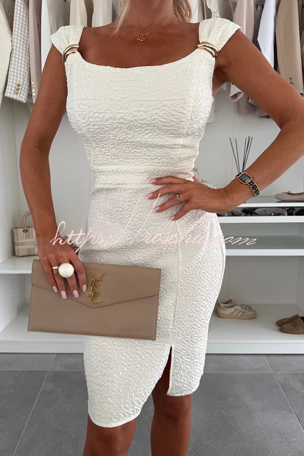 Color Strappy Metal Embellished Fitted Mini Dress