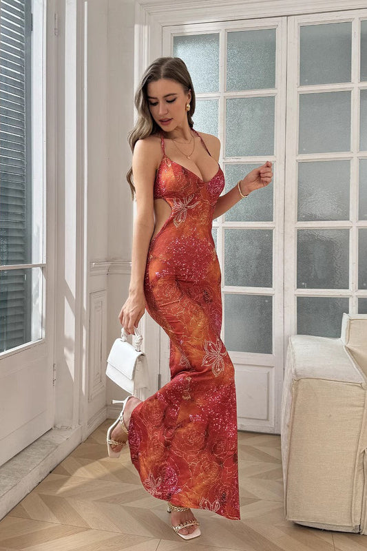 V-neck Cami Vacation Maxi Dress