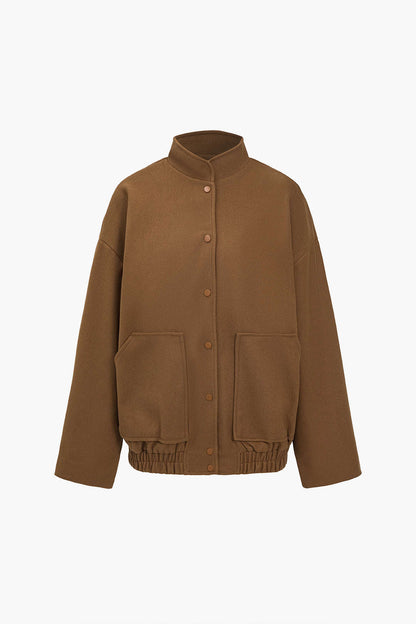 Stand Collar Button Coat