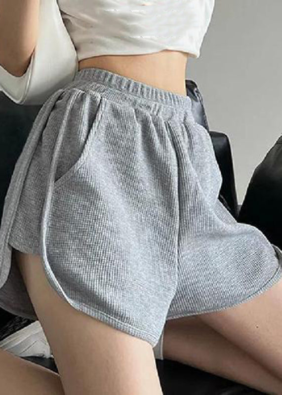 Loose Khaki Pockets Patchwork Elastic Waist Shorts Summer Qc002