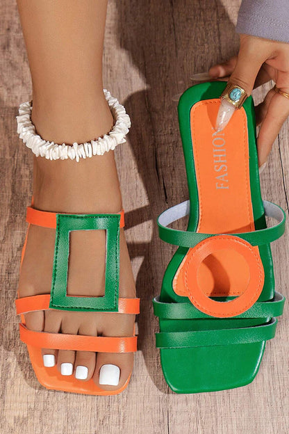 Fashionable and Color-blocked Simple Flat Sandals
