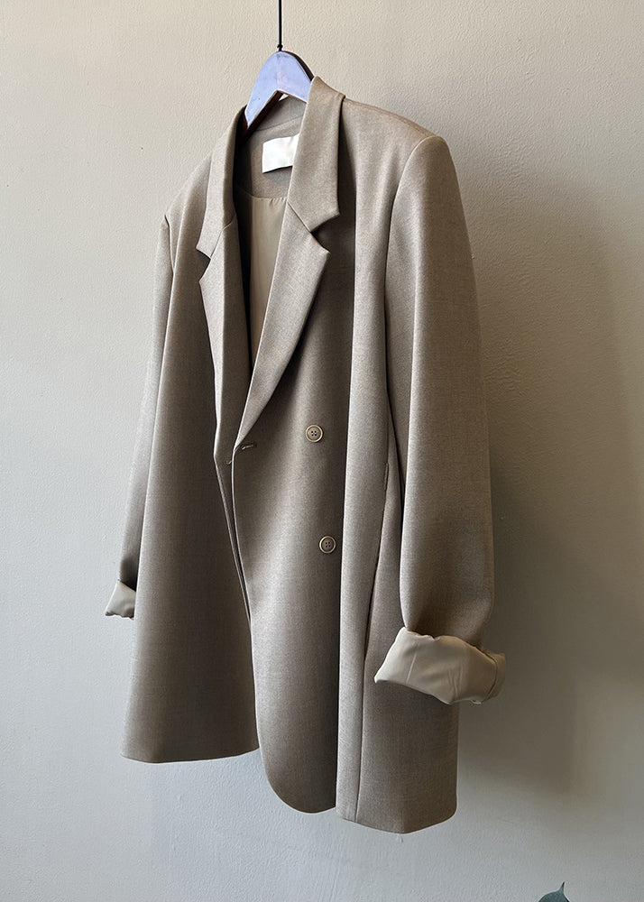 Italian Grey Coffee Notched Pockets Suit Coat Autumn Wd012