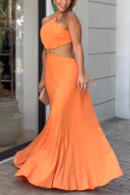 Halter Neck Backless Sleeveless Maxi Dress