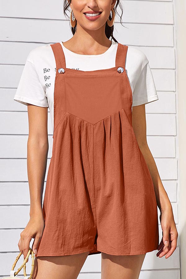 Cotton and Linen Loose One-piece Wide-leg Shorts