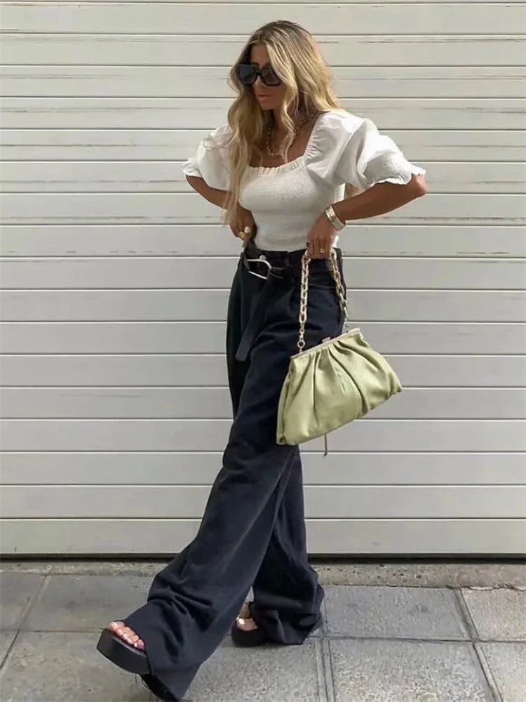 ’s Jeans Bottom Straight Leg Baggy Jeans Fall Boyfriend Long Trousers High Waist Denim Pants