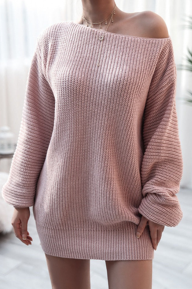 Knit Off Shoulder Sweater Dress