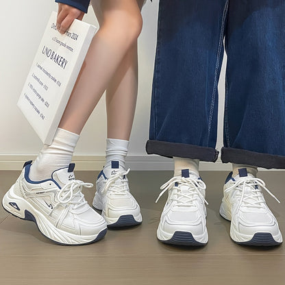 Sneakers Striped, Allseason Shoes With Thick Platform Sole, Breathable Mesh & Pvc Sole for Autumn & Spring Suitable for Stylish & Comfortable Everyday Wear Perfect Gift
