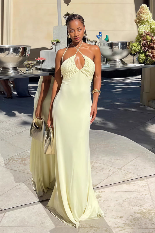 Halter Open Back Ruched Bodycon Mermaid Mini Dress