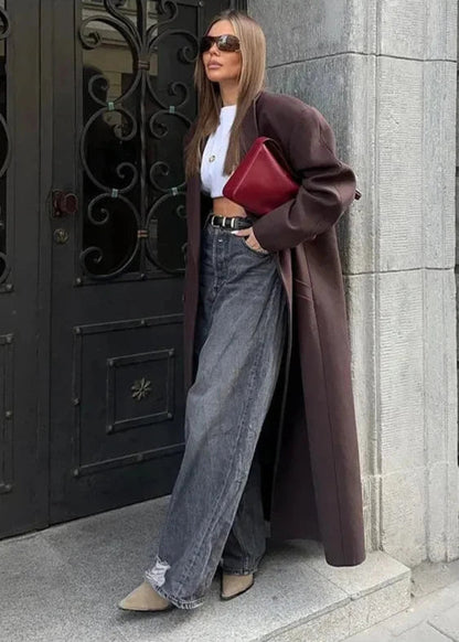 Oversized Double-breasted Wool-like Coat