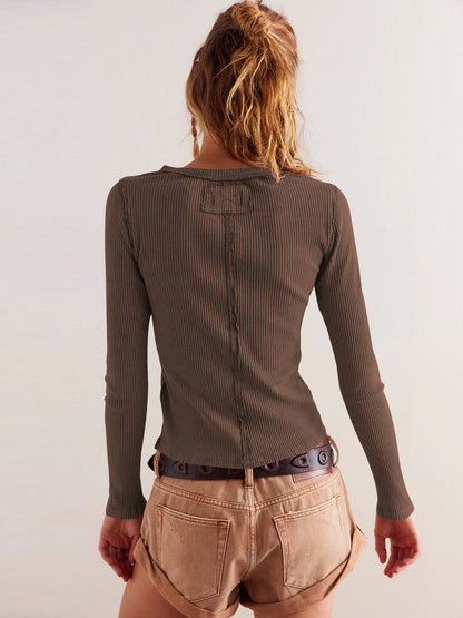 Buttoned Ribbed Knit Cardigan