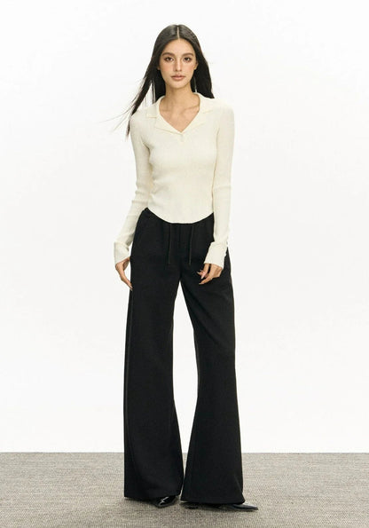 Wide Leg Semi-flare Sweat Pants