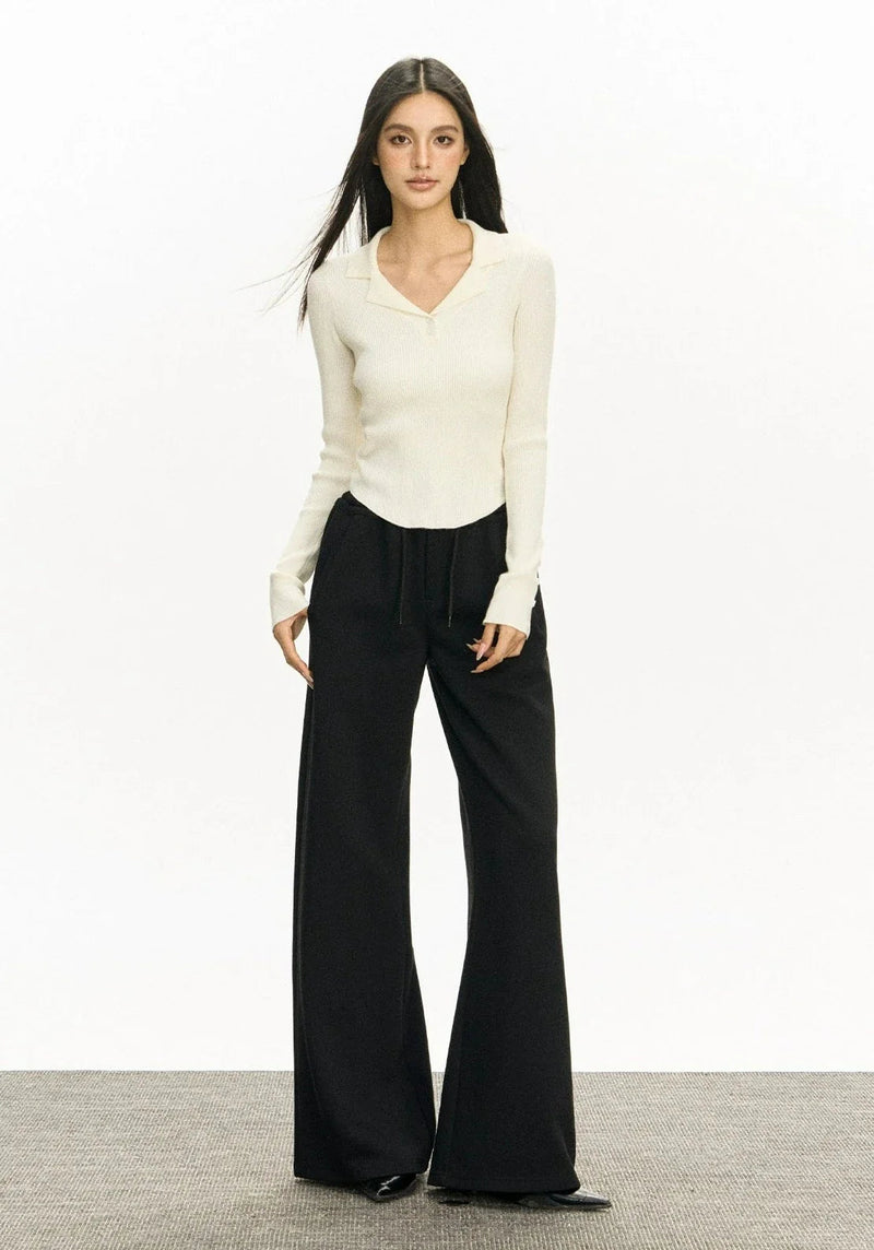 Wide Leg Semi-flare Sweat Pants