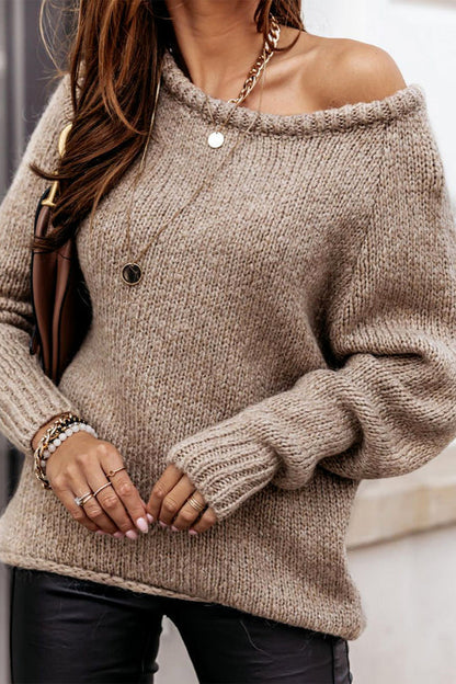 Ribbed Knitted Oversized Pullover Sweater