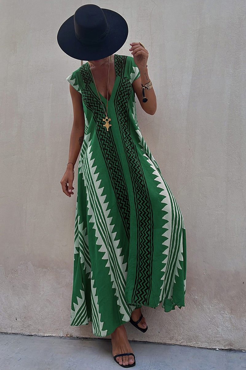 Beach Dates Print A-line Maxi Dress