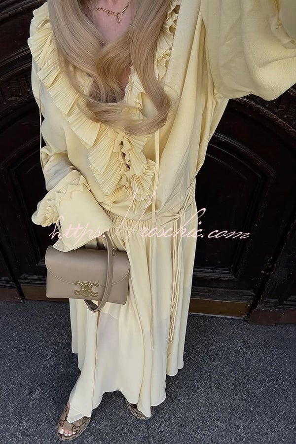 Elastic Waist Drawstring Maxi Skirt