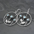 Blue Crystal Flower Earrings