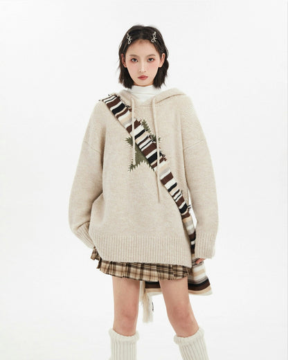 Oversized Star Patch Knit Sweater