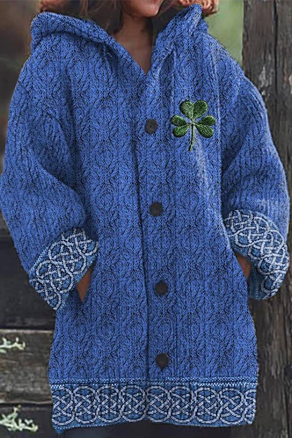 Irish Celtic Knot Jacquard Hooded Sweater