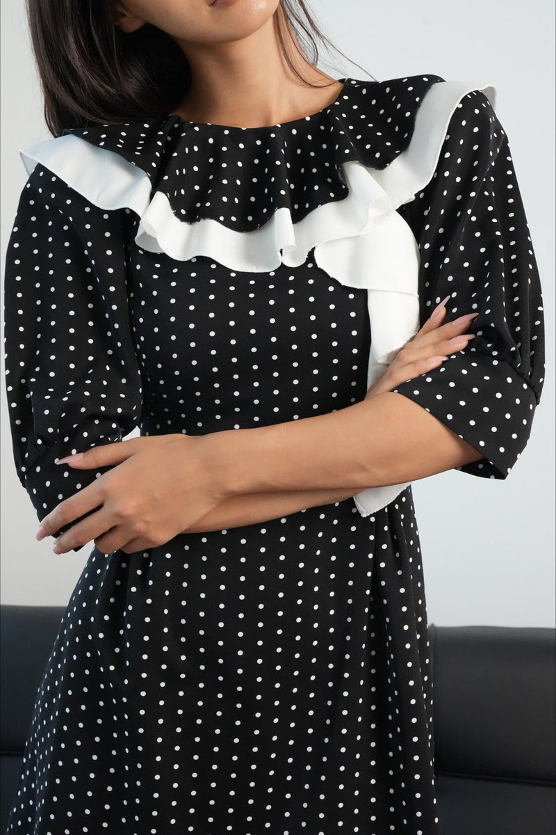 Puff Sleeve Polka Dot Mini Dress