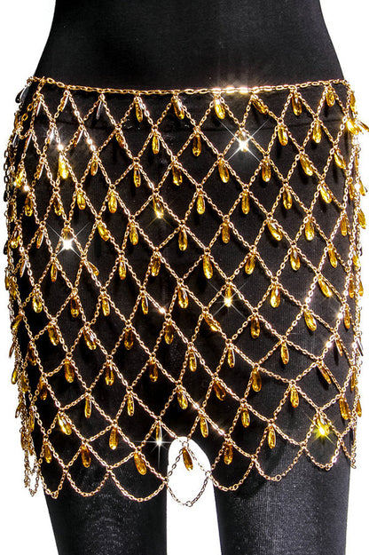 Hollow Colorful Sparkling Crystal Skirt
