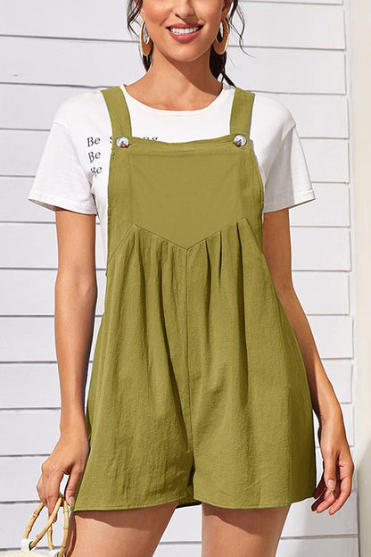 Cotton and Linen Loose One-piece Wide-leg Shorts