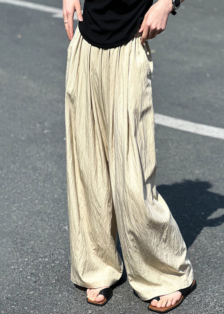 Apricot Thin Cotton Summer Pants Elastic Waist Af1076