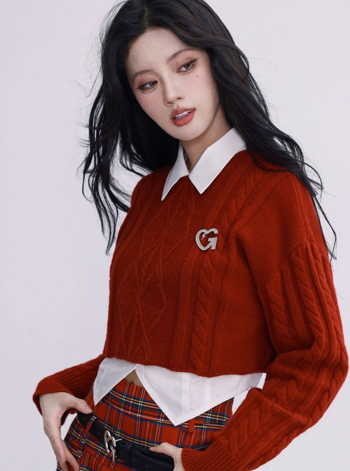 Cg Diamond Knit Cropped Sweater
