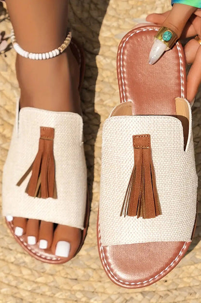 Fashionable Tassel Flat Beach Sandals