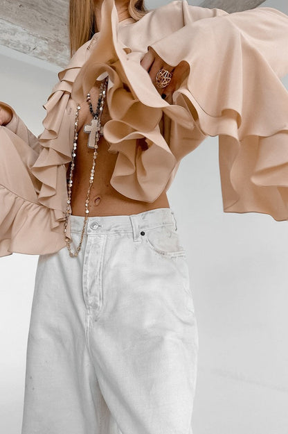 Ruffled Long-sleeve Blouse