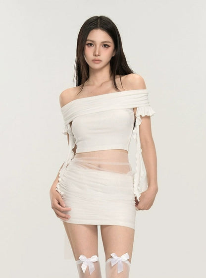 Off-shoulder Ruched Blouse