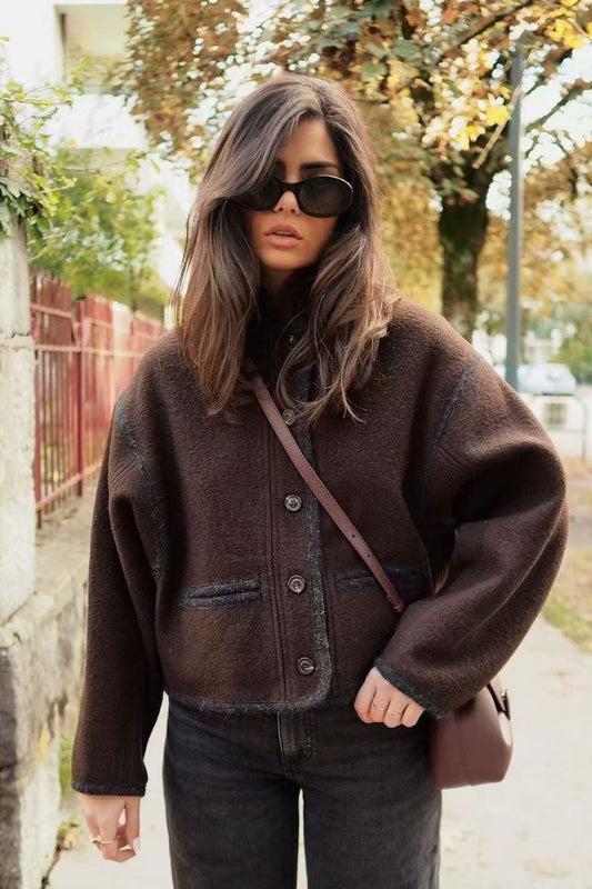Wool Blend Colorblock Coat