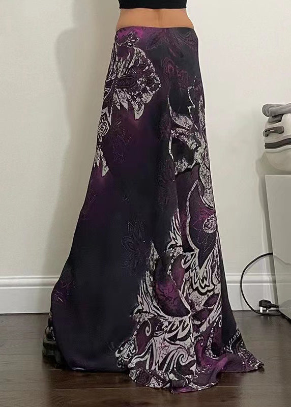 Purple Print Spring Draping Line a Skirt