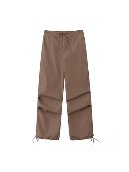Parachute Cargo Pants Jogging Trousers High Elastic Waist Female Lady Boot Cut