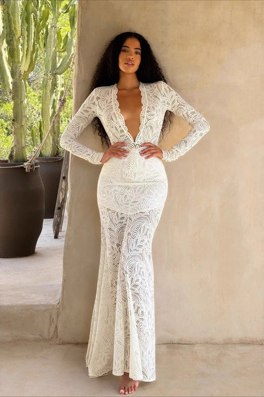 Lace Cutout Bodycon Maxi Dress