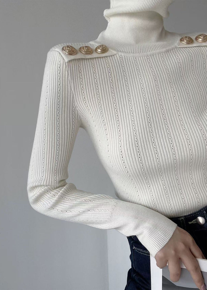 Black Hign Neck Patchwork Woolen Knit Sweaters Winter Rv023