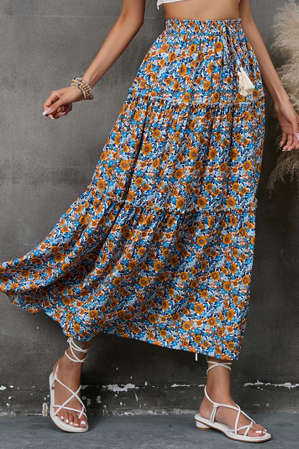 Fungus Lace Stitching Layered Skirt Tassel Seaside Holiday Beach Skirt