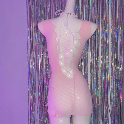 Pink Bow Hollow Jumpsuit Lingerie