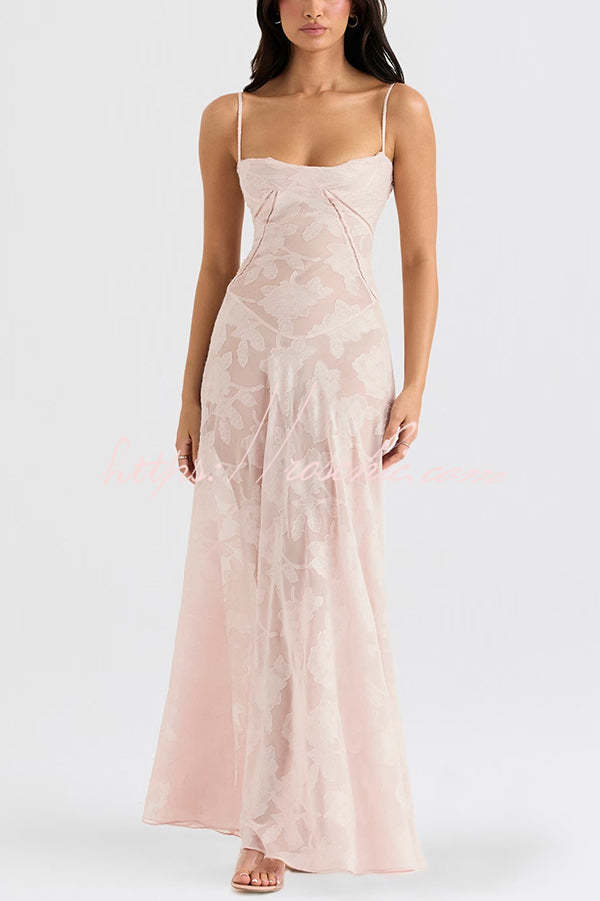 Suspenders See-through Holiday Slim Maxi Dress