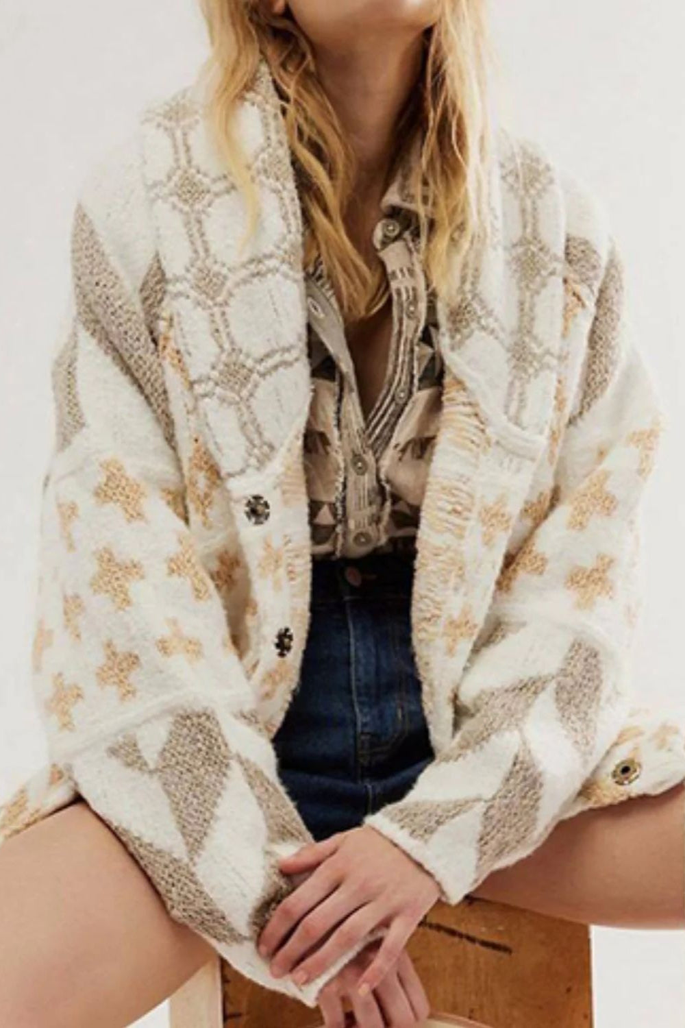 Abstract Y2k Loose Long Sleeve Knit Cardigan