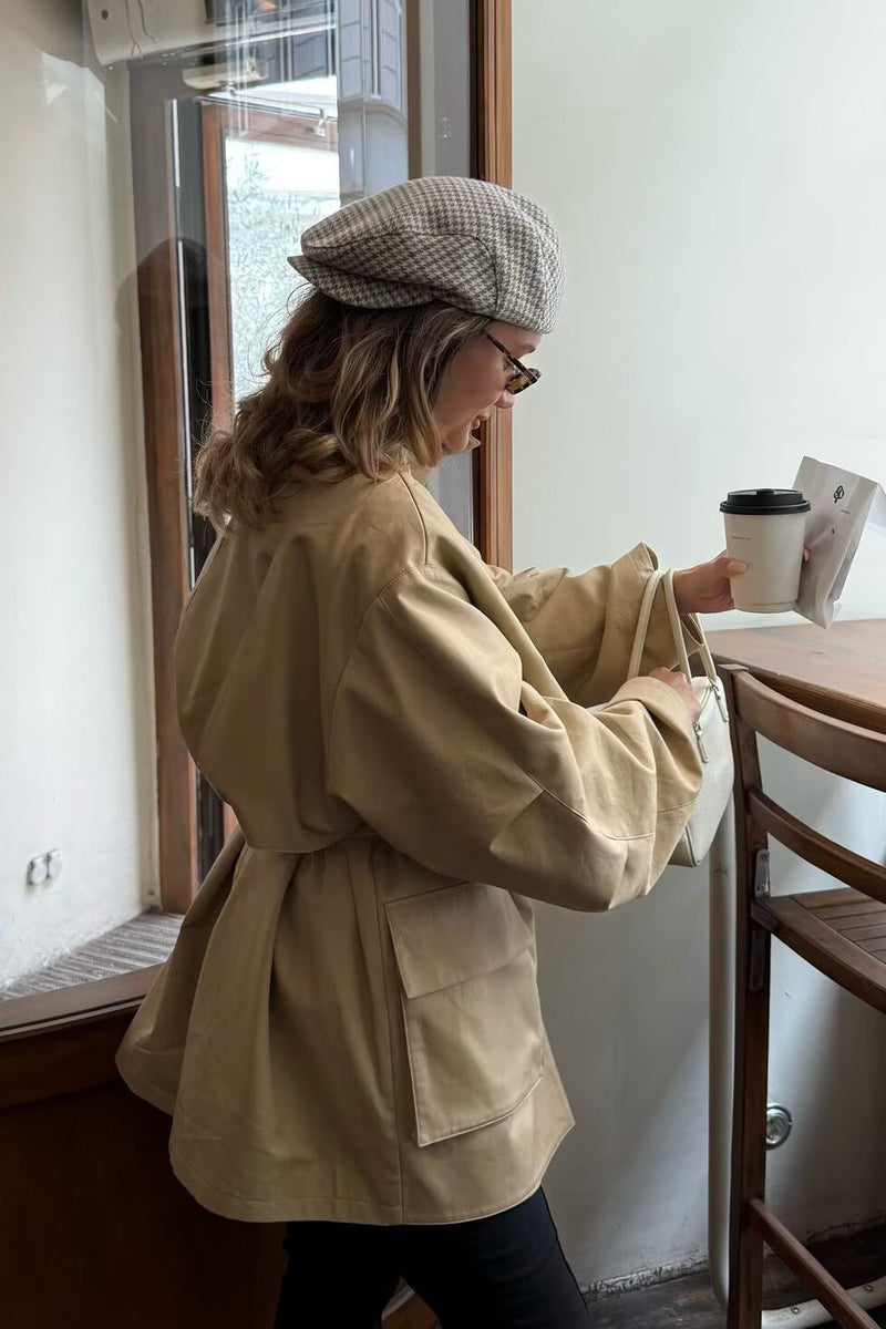 Lapel Belted Tailored Trench Coat