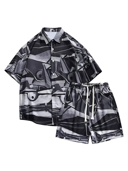 Retro Graphic Print Two-piece Set