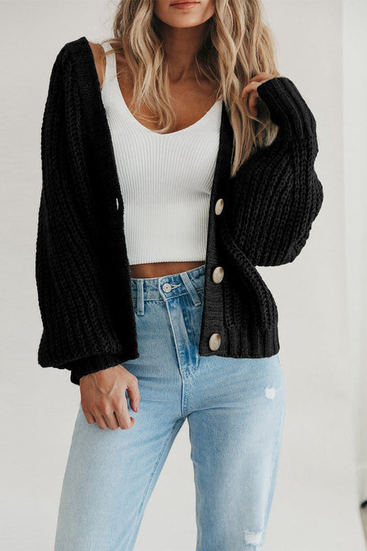 Open Front Button Down Knit Fall Sweater Cardigan
