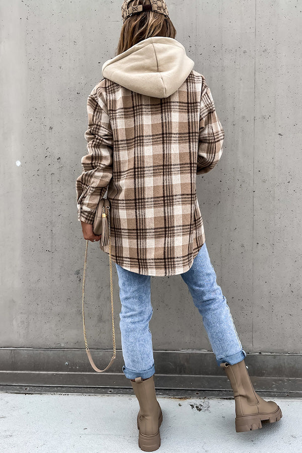 Street Style Plaid Hooded Coat